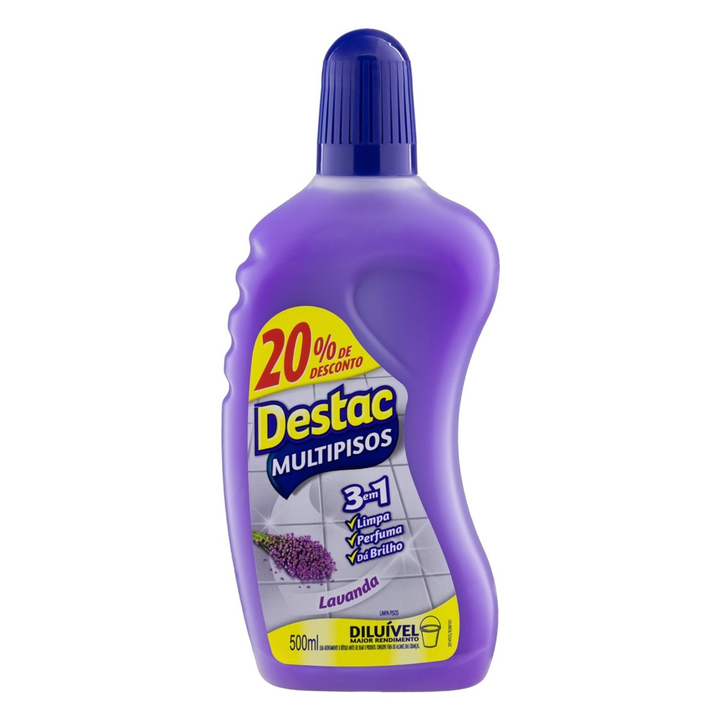 Limpador de Pisos Multipisos Destac lavanda em frasco 500 mL Promoção ...