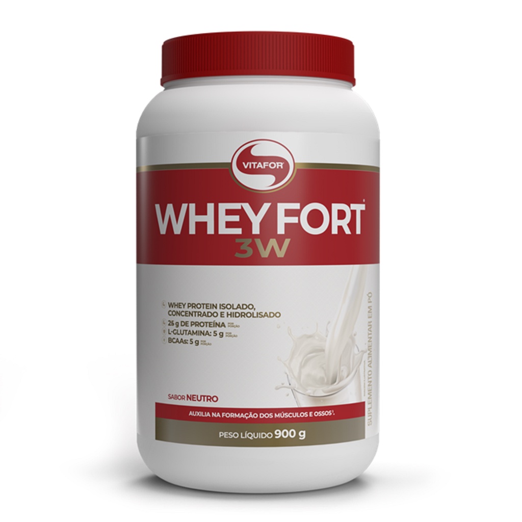 Whey Fort 3W 900g Vitafor Proteina Isolado/Concentrado/Hidrolisado – Original
