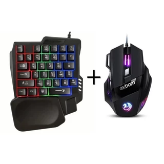 Kit Teclado e Mouse Gamer Luminoso Ergonômico Teclado de Uma Mã em Oferta na Shopee