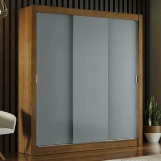 Guarda-Roupa Casal Madesa Mônaco 3 Portas de Correr - Rustic/Cinza em Oferta na Shopee