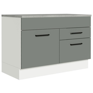 Balcão Gabinete de Pia 120 x 60 cm 1 Porta 2 Gavetas Branco/Cinza (Com Tampo) Agata Madesa