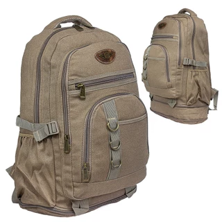Mochila 60 Litros lona Com Zíper Expansor Reforçada kvn cor palha