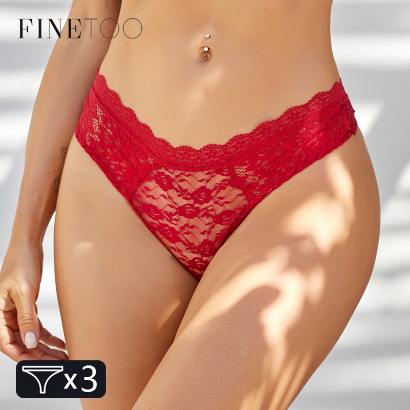 FINETOO 4pçs/Conjunto Calcinha Fio Dental De Cintura Baixa Sexy Para  Mulheres - Escorrega o Preço