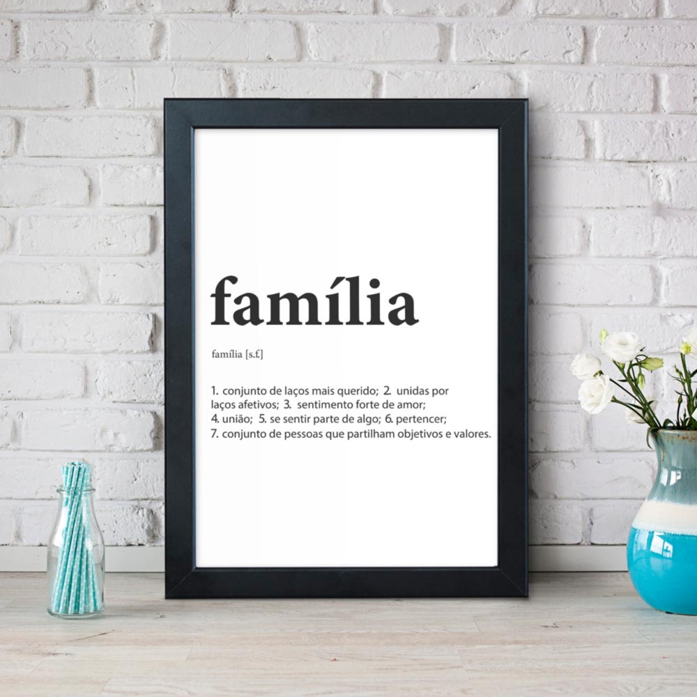 Quadro Decorativo Dicionário Significado Família Preto e Branco ...