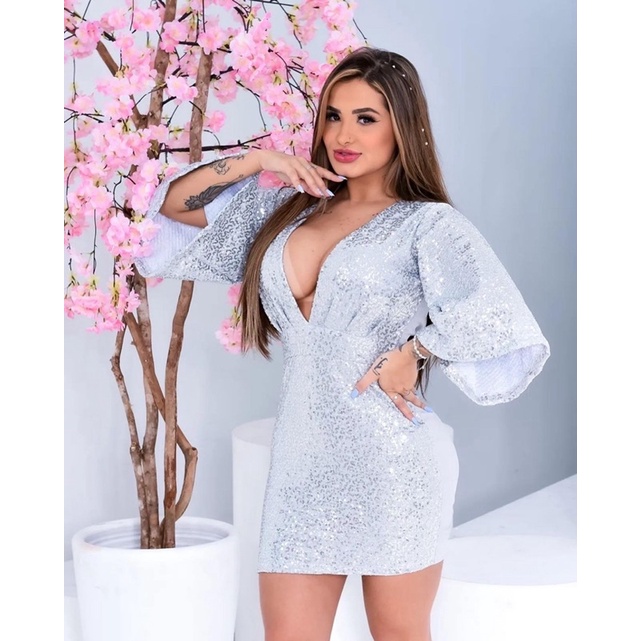 Vestido feminino Shein com decote em V, alças finas, sem mangas