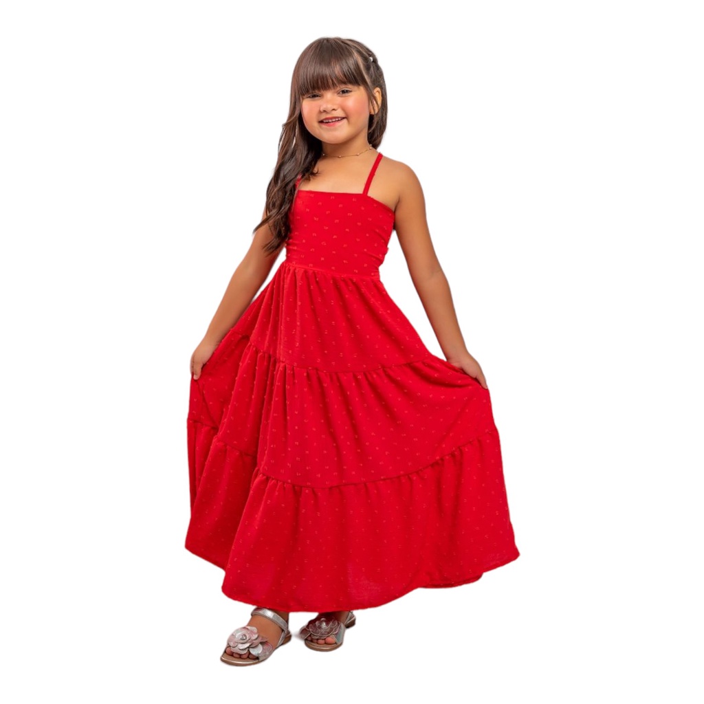 Vestido Infantil Juvenil Longo Moda Evangelica Igreja Verao Blogueirinha Midi Menina Presente 4 a 14 Anos