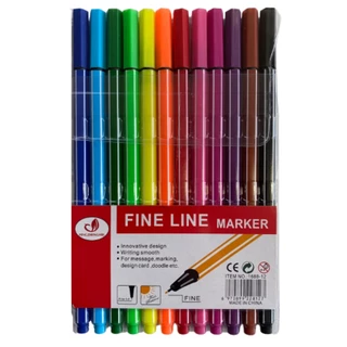 kit 12 Canetas Coloridas Fine Line Ponta Fina 0.4 mm Aproveite