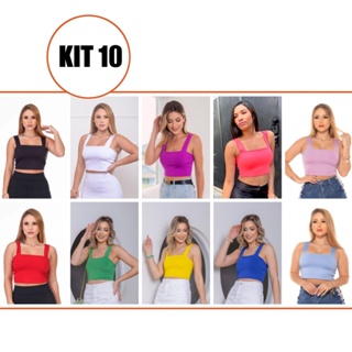 KIT 10 Peças: Cropped Alça Grossa Suplex