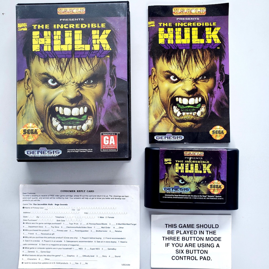 The Incredible Hulk Original Mega drive - Sega Genesis CIB