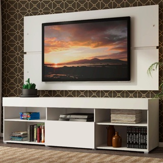 Rack com Painel para TV até 65 Polegadas Madesa Havaí 1 Porta - Branco