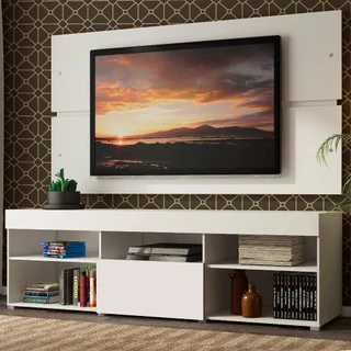 Rack com Painel para TV até 65 Polegadas Madesa Havaí 1 Porta - Branco