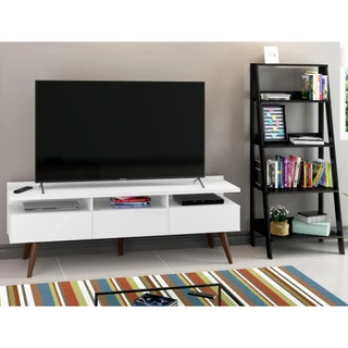 Rack para TV até 65 Polegadas Madesa Londres e Estante Escada - Branco/Preto em Oferta na Shopee