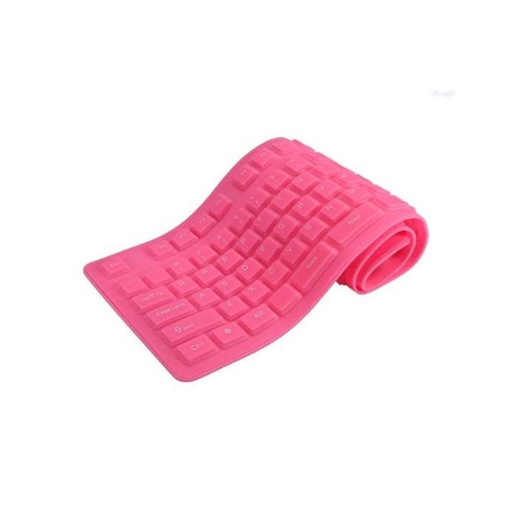 Teclado Dobrável Flexível De Silicone Rosa USB Notebook Pc CIS