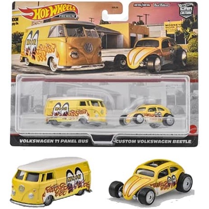 Hot Wheels Rodas Quentes 1 : 64 Premium Cultura Automóvel Volkswagen HBM01 Painel Amarelo T1 Carocha De Ônibus Personalizado