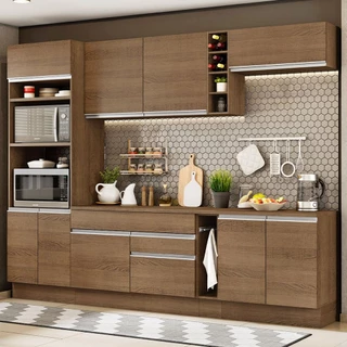 Cozinha Completa Madesa Vicenza com Armário e Balcão + Tampo - Rustic em Oferta na Shopee