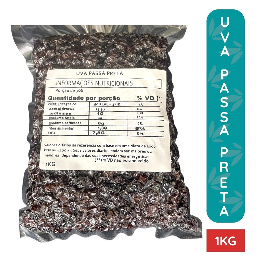 Uva Passa Preta Sem Semente Argentina 1Kg