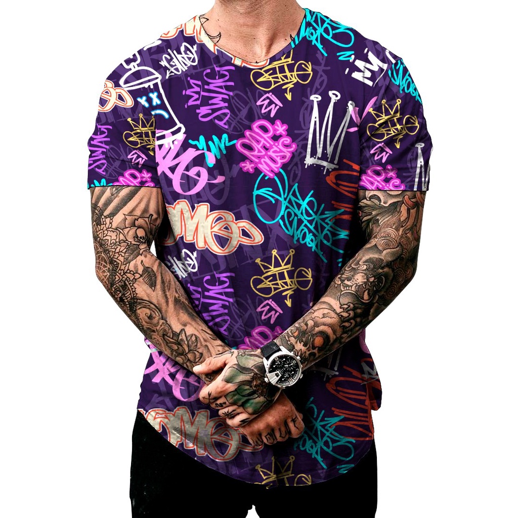 Camiseta camisa Long line Oversid Masculina OversideBandana Latina Vermelha Preta e Branca