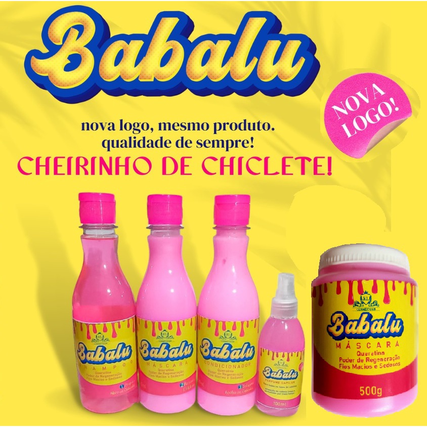 KIT Babalu 300ml (Shampoo + Condicionador + Mascara) + Perfume Babalu 100ml + Máscara Babalu 500g RL Cosméticos