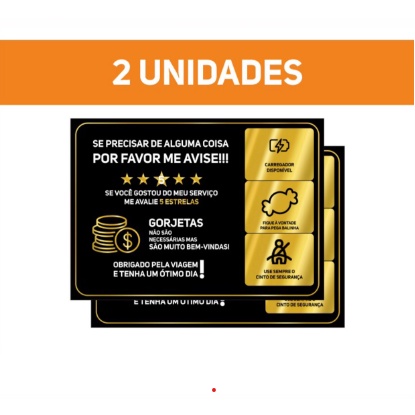 Kit Plaquinhas Informativas Para Motorista De Aplicativo Uber Taxi Shopee Brasil