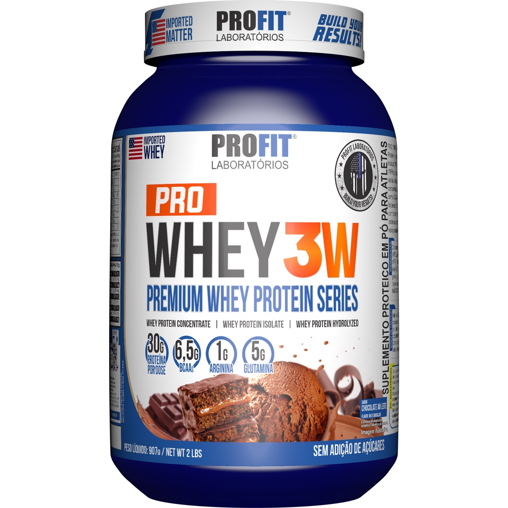 Whey Protein 3W – Isolada + Hidrolisada + Concentrada – Pote 907g – Profit