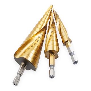 3 brocas escalonadas 4 a 32mm revestidas de titanio para furadeira e parafusadeira de furar vidro ferro madeira porcelanato aco
