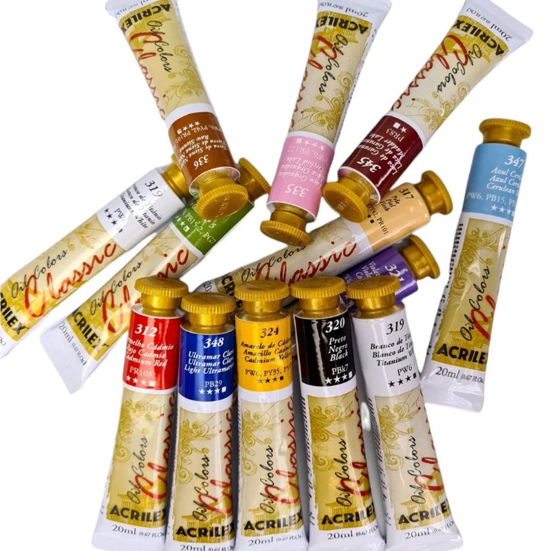 Kit 10 Tintas A Óleo Oil Colors Classic 20 Ml Acrilex