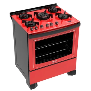 Fogão Dako Vermelho 5 bocas com mesa de vidro - Dakolors - Bivolt