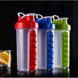 Garrafa para Academia Fitness de Água com Porta Comprimidos 600ML