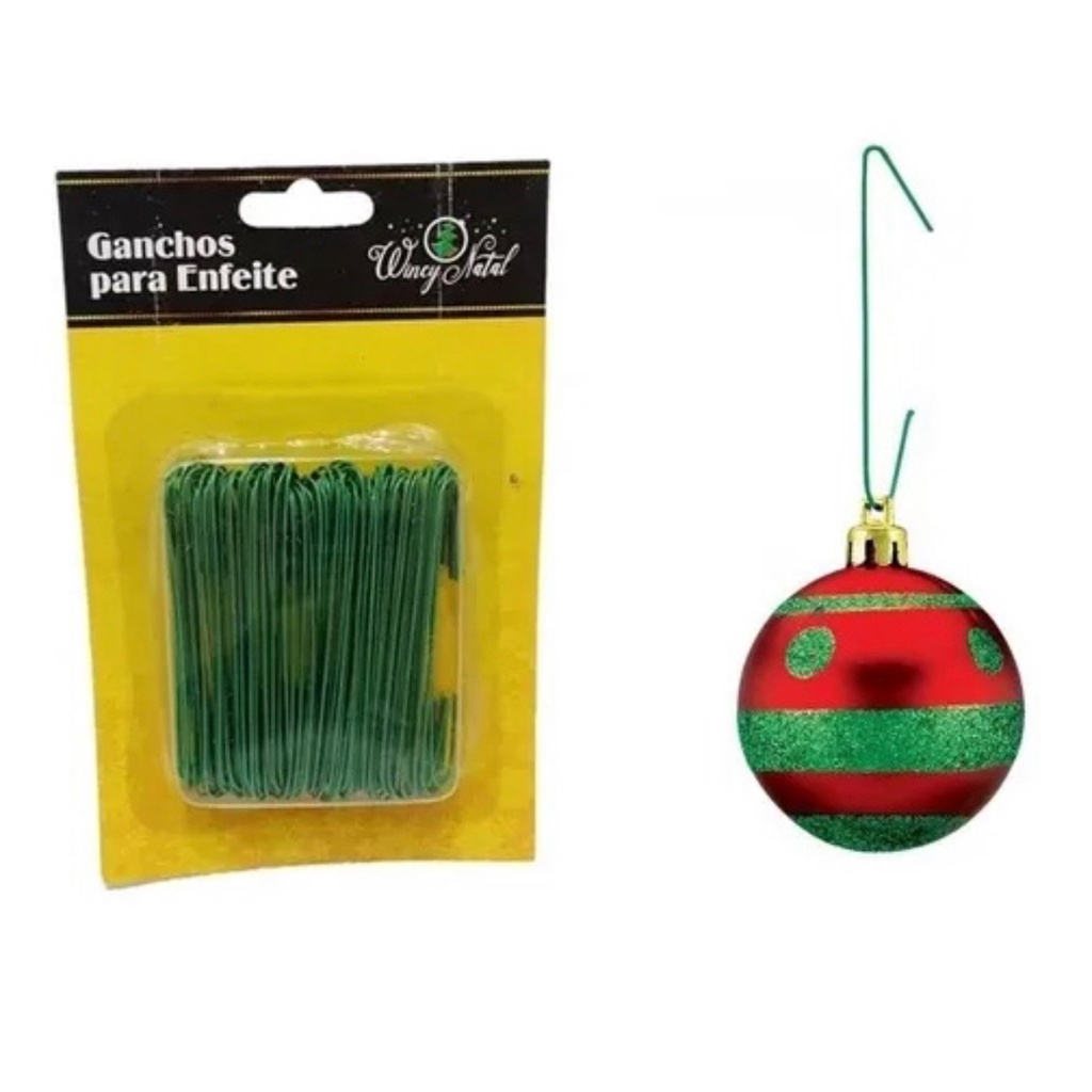 Kit 100 Ganchos De Pendurar Enfeite Árvore De Natal Linda