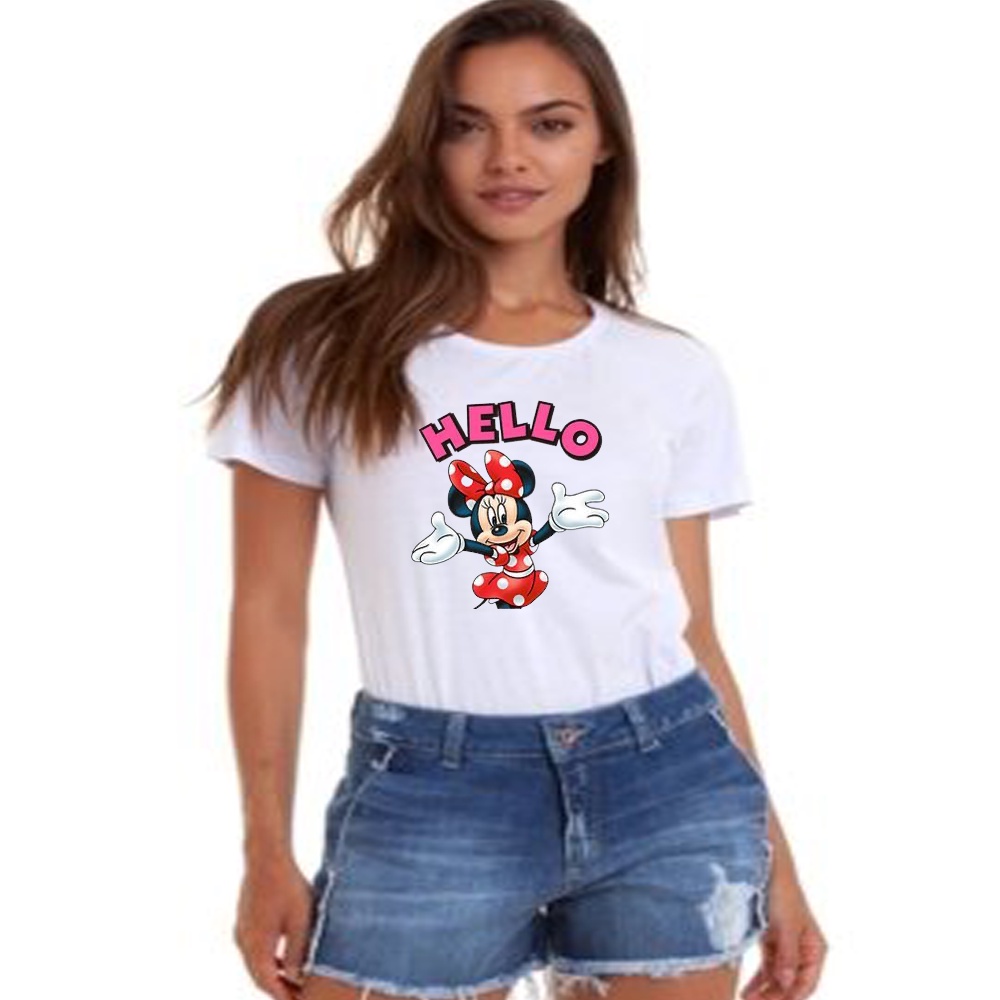 Camiseta Blusa Feminina Babylook Personagem da Minnie Premium Dia Dia  Algodão Tamanho G Nova, Camiseta Feminina Nunca Usado 90765072