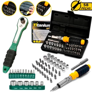 Kit Ferramentas Soquete Bits Chave Catraca Reversível Com Maleta 58 Peças Hobby Semi Profissional em Oferta na Shopee