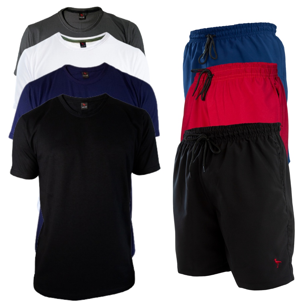 Conjunto Camiseta Masculina Lisa 30.1 Shorts Tactel Masculino Academia Tactel Adulto Masculina Sortida