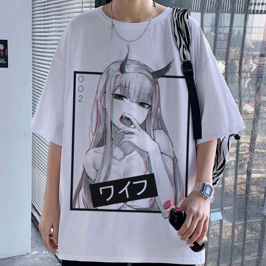 Camisa Camiseta Branca Feminino e Masculino Anime Darling in the Franxx Zero Two