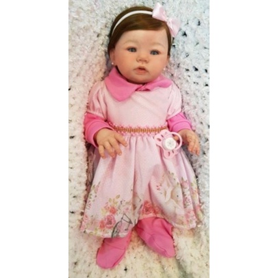 Boneca Bebê Reborn Abigail Sorrindo 48cm Corpo de silicone no Shoptime