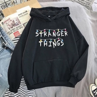 Blusa Moletom Stranger Things Varal De Luzes Lâmpadas Coloridas Com Capuz