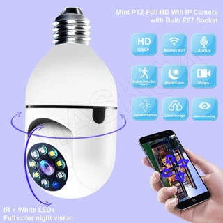 HD 1080P 360 ° Câmera Panorâmica Inteligente De Rotação De Lâmpada Com Rastreamento Automático Wifi PTZ IP De Segurança Doméstica Monitoramento Remoto