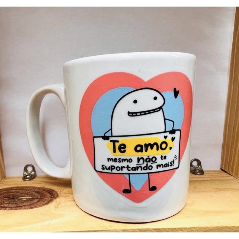 Caneca Flork Meme Te Amo Mesmo Não te Suportando