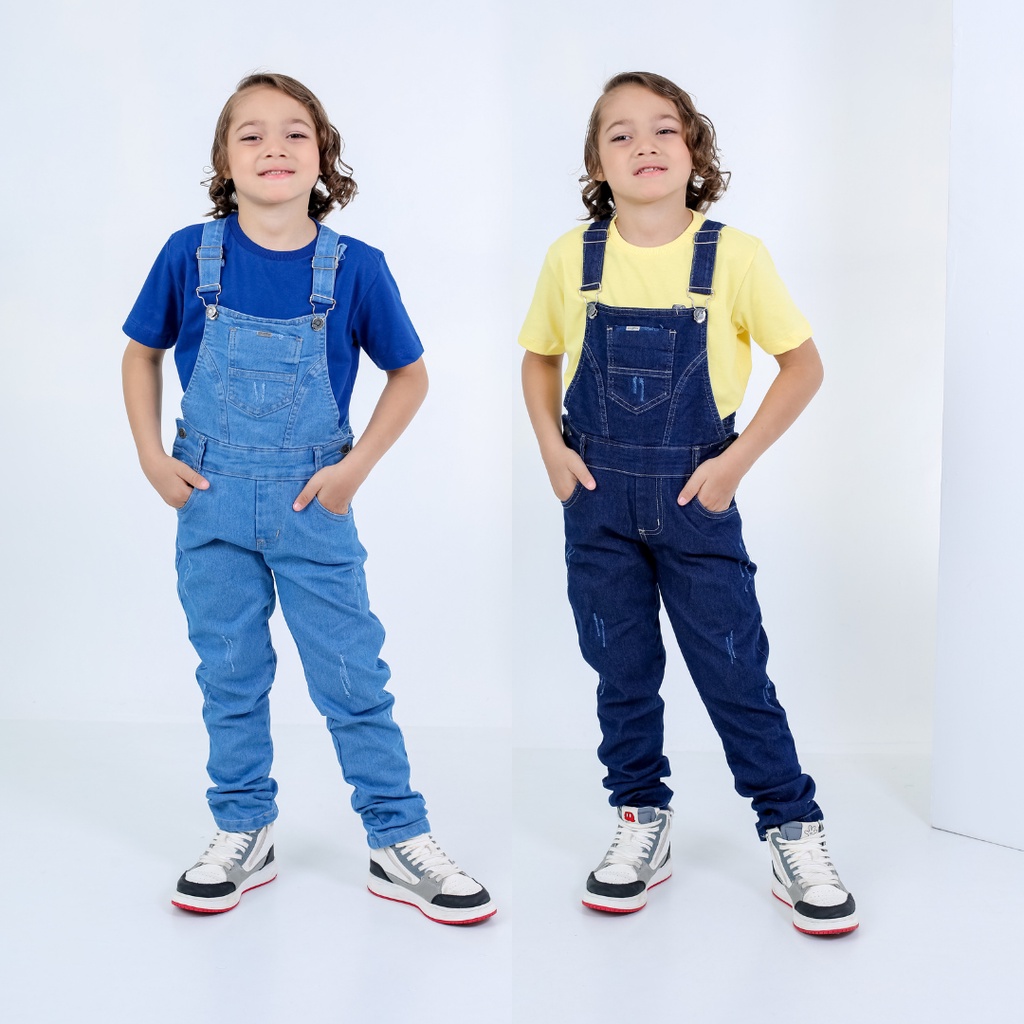 Macacao jeans hot sale comprido infantil