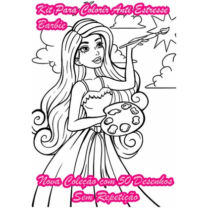 50 Desenhos para Colorir em Folhas A4 Soltas Barbie