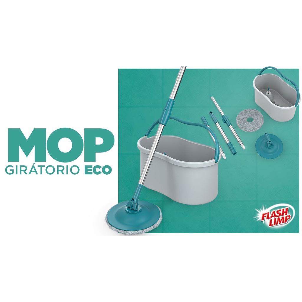 Mop Giratório Flash Limp Esfregão Original Balde Compacto Cabo ...