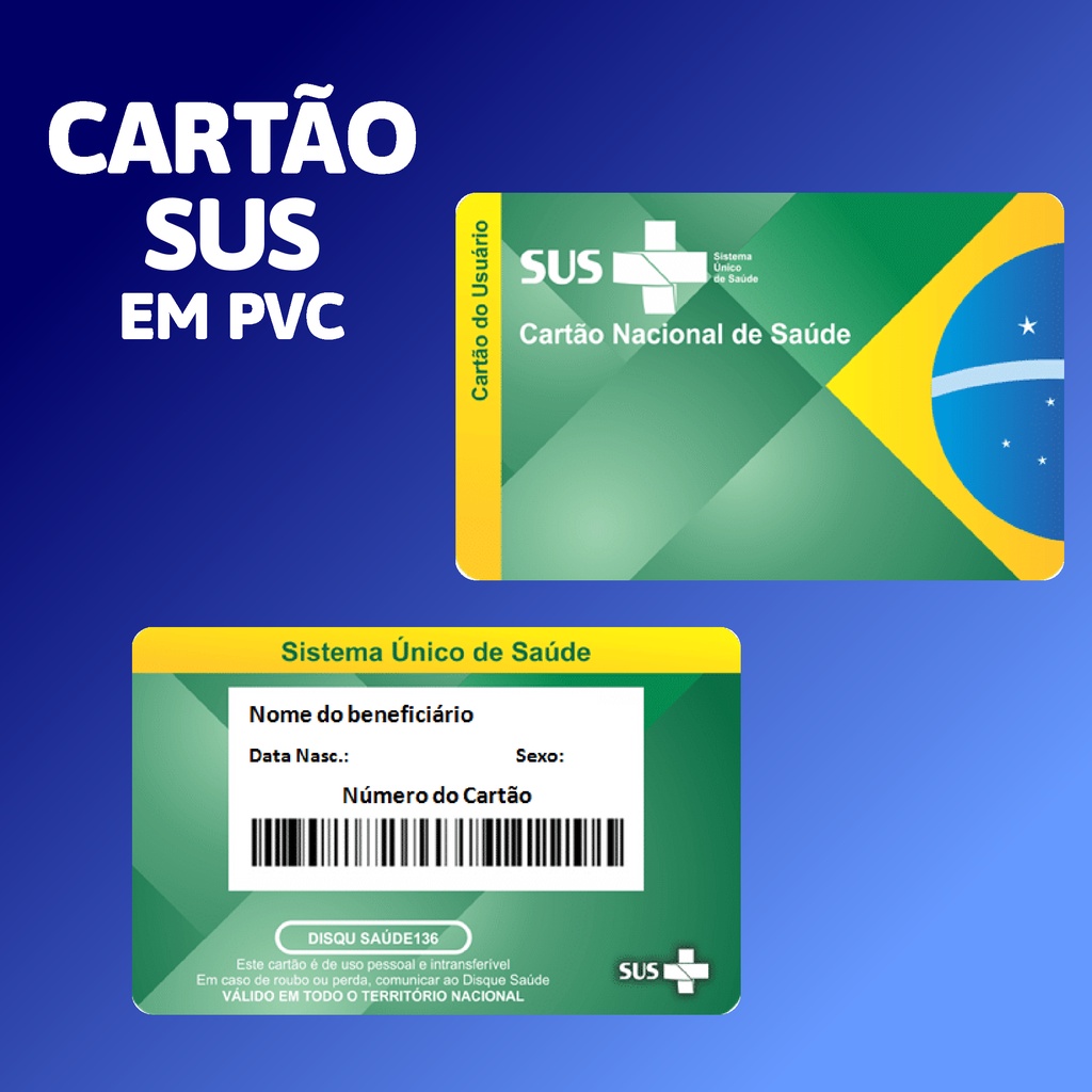 Cartão SUS em pvc alta durabilidade