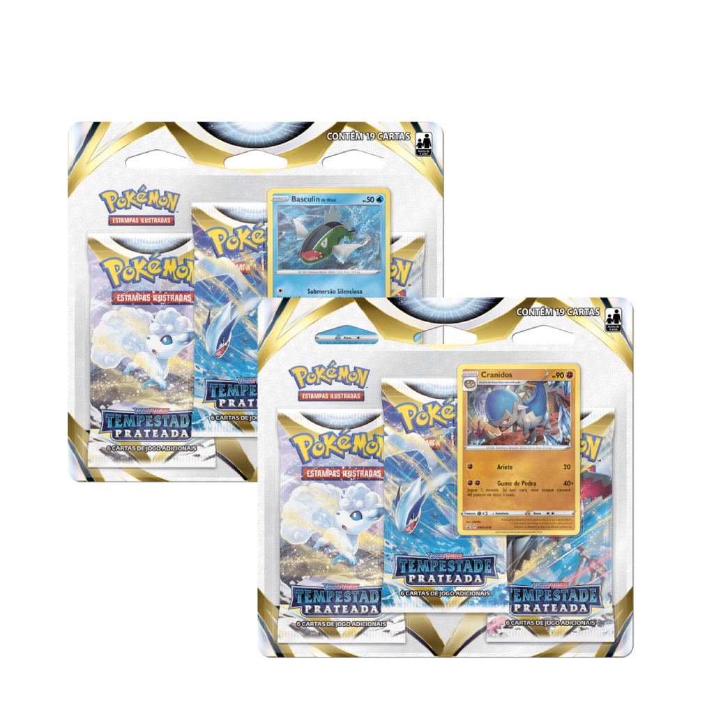 Blister Triplo EE12 Tempestade Prateada Cranidos Basculin Pokemon TCG