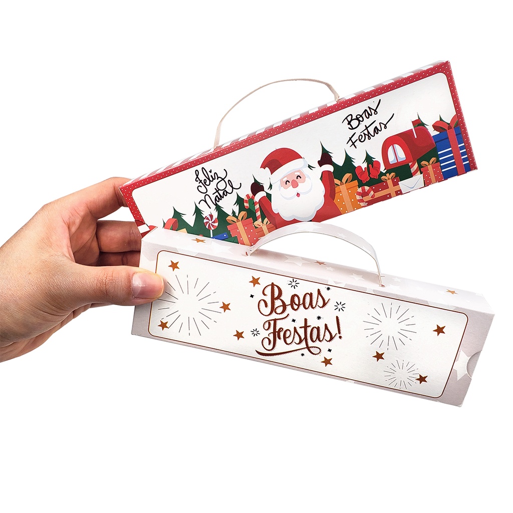 10 Caixas Capa Porta Bis de natal Com Alça. Embalagem de Natal - Monta Fácil (encaixes) Chocobox Natalino
