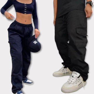 Calça Cargo Preta Sarja Calça Cargo Feminina Masculina Unissex