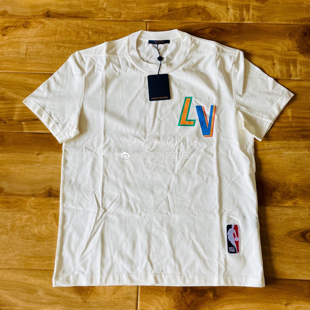 LV X NBA Impressão Frontal E Traseira Da Homens Mulheres Mesmo Parágrafo  Camiseta De Manga Curta Branca S-5XL