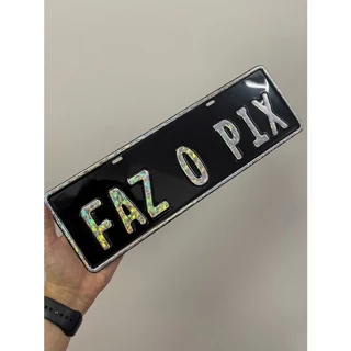 Placa Carro Personalizada Decorativa Alto Relevo Alumínio Fundo Preto