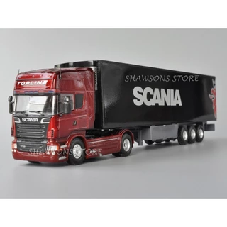 1 : 50 Escala Modelo Caminhão Fundido Brinquedo Scania 730 Trator Com Recipiente Semi-Trailer 33cm Réplica Miniatura Colecionável