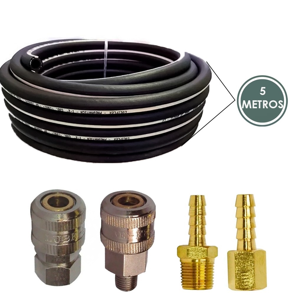KIT ACESSÓRIOS P/ COMPRESSOR MANGUEIRA 10M + ENGATES | Shopee Brasil