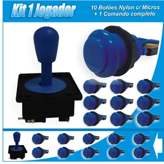 10 Botões Arcade Nylon C/ Micros + 1 Comando Completo