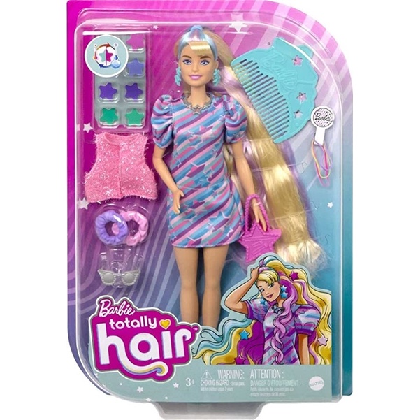 Barbie - Boneca Totally Hair com conjunto de jogo e cabeleireiro ㅤ, FASHIONISTAS